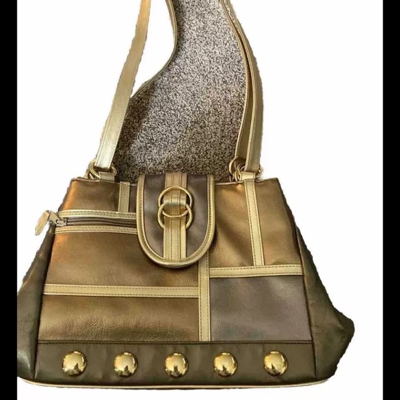 VTG Warren Reed Purse Metallic Patchwork Shoulder Bag Snap Closure Zip Pockets - Picture 1 of 7